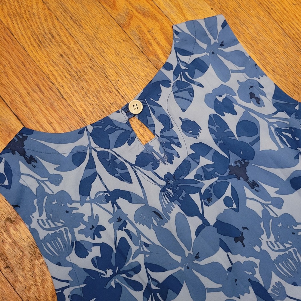RipSkirt M Maxi Dress Blue Floral Sleeveless Quick Dry Tropical Travel Beach - Picture 6 of 6